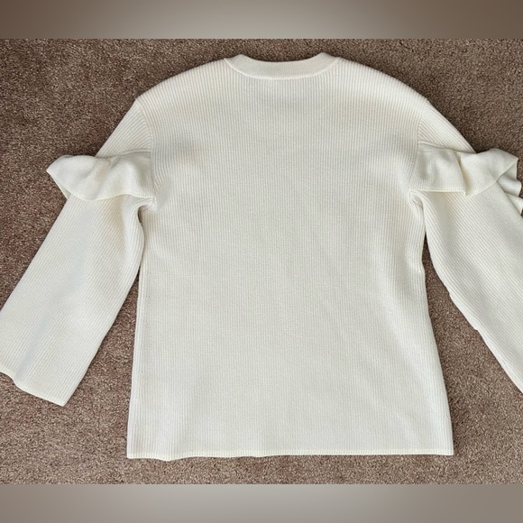 EUC Tory Burch Ashley Ruffled Bell Sleeves Pullover Knit Sweater Wool Iv… - Picture 5 of 13
